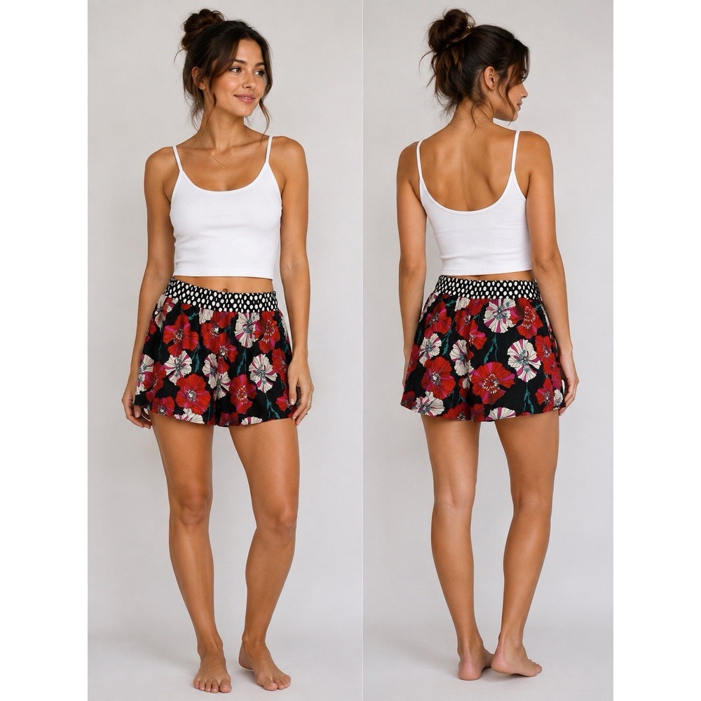 ISLE by Melis Kozan Floral Pull On Shorts Women's XS Boho Turkey -3503